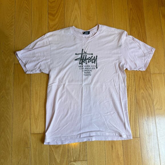 Stussy Pale Pink T Shirt M - Picture 1 of 3